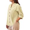 Lightweight Casual Blouse Loose Fit Button Down Shirt Long Sleeve Stand Collar Everyday Wear Relaxed Fit Women
