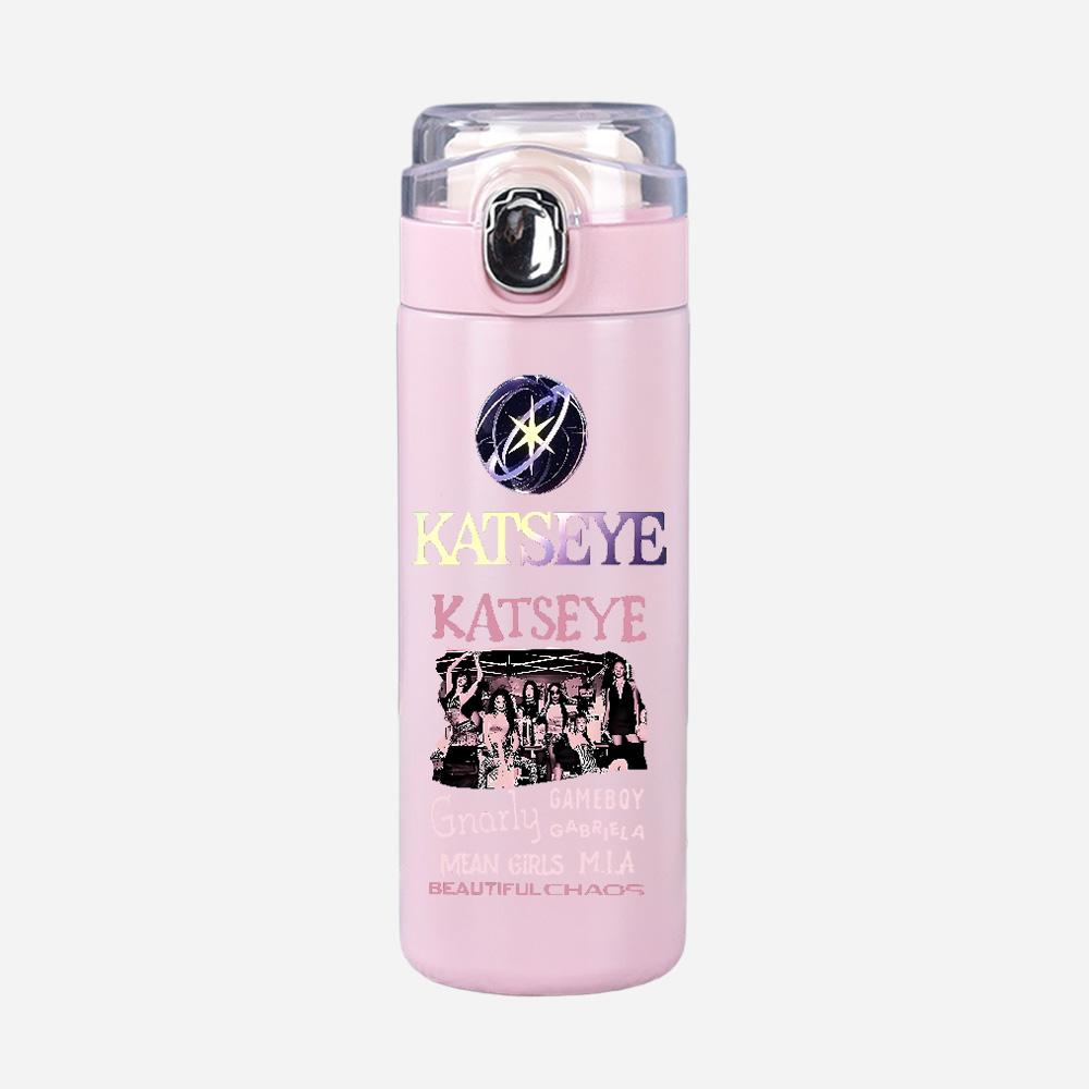 400Ml Water Bottle Anime Cartoon KATSEYE Printed Thermos Cup Portable Stainless Steel Outdoor Sports Water Cup Children Kid Gift