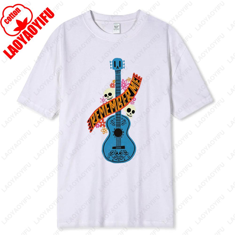 REMEMBER ME Happy Cinco De Mayo Day Mexico Skull Guitar Mens TShirt High Quality Cotton Print Tops Comfortable Soft Camisetas
