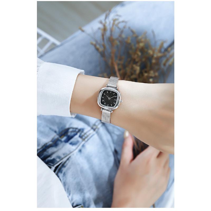 Watch for Women, Simple Temperament, Student, Small Dial, Thin Strap, Compact Square Mesh Chain, Niche Watch, Ladies Watch