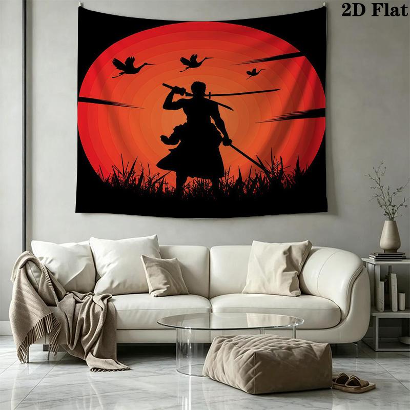 One Piece Roronoa Zoro Wall Tapestry Aesthetic Wall Hanging Printed Fabric Blanket Decorative Tapestries For Bedroom Living Room Home Decor