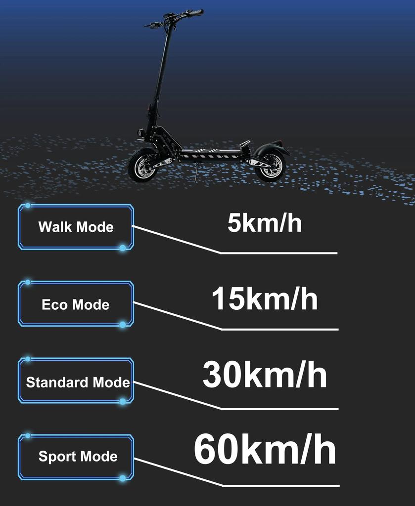 E-Scooter New DriveTron DT10 Foldable Adult Electric Scooter, 50km/h Electric Kick Scooter, 1000W Skateboards, 48V 15.6Ah Kickboard