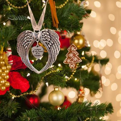 Christmas Loved One In Heaven Angel Wings Memorial Ornament with Lanyard Christmas Tree Hanging Pendant Sympathy Gift