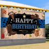 2D Rodeo Cowboy Birthday Banner, Western Wood & Cactus Backdrop, Happy Birthday Party Decor