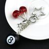 Fashion 8 Ball Fruit Cherry Dice Star Phone Accessories Handmade Creative No. 8 Black Billiards  Jewelry Bag Charm