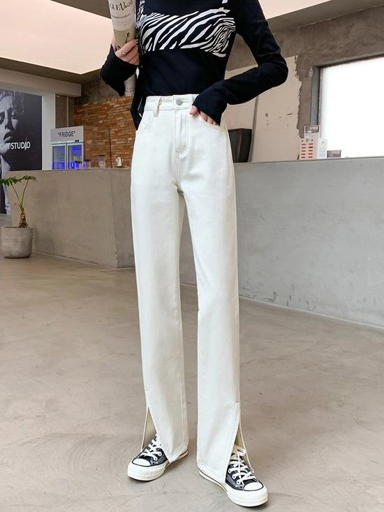 Buy Straight Leg White Jeans Women 