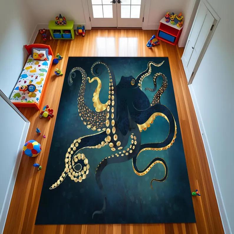 

AOctopus Rug, Living Room Bedroom Beach House Decor Carpet Magical Octopus Rug Mosaic Pattern Rug Colorful Rug Carpet 40x60cm