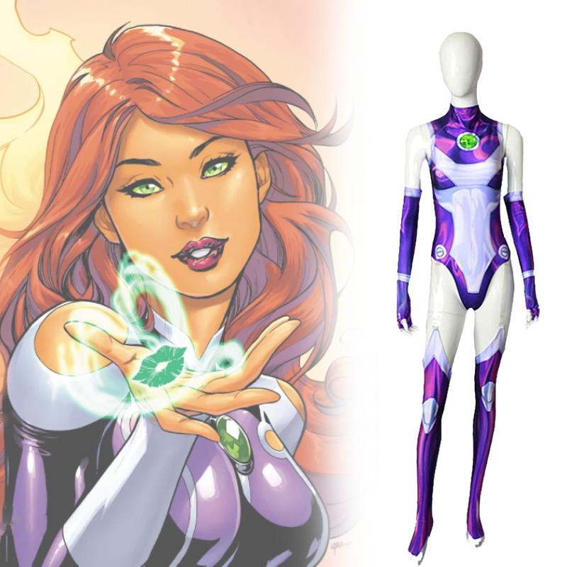 Titans Starfire Teen Cosplay Jumpsuit Superhero Adult Kids Costumes Halloween