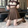 Women High Waist Woolen Pleated Skirt A Line Mini Skirt Anti Chafing Lined JK Skirt Autumn Winter Slim Half Skirt