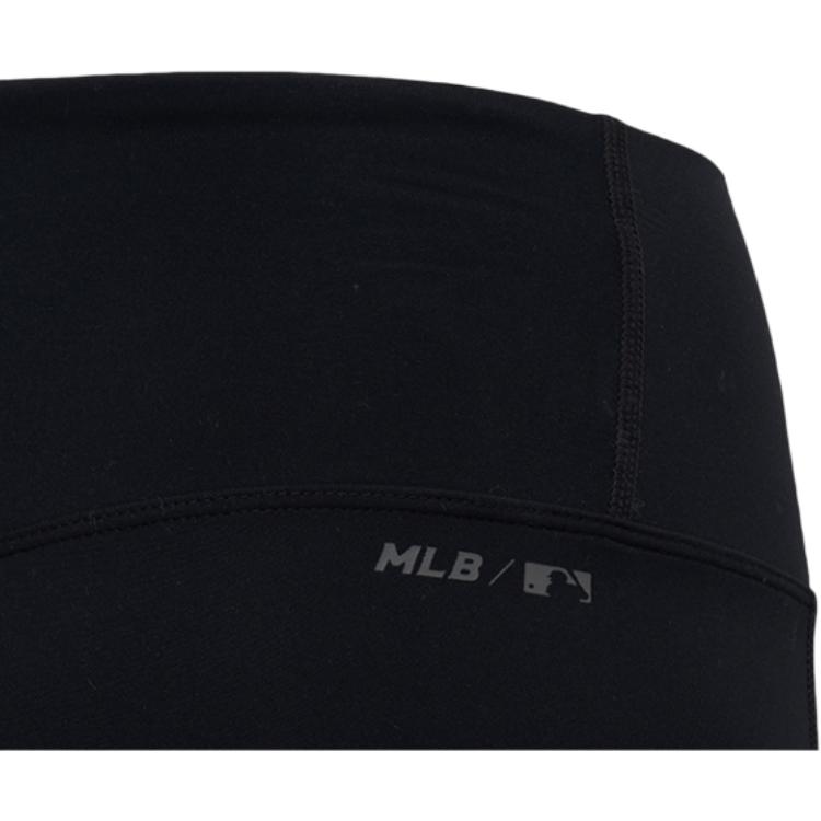 MLB Solid Color Slim Fit Fleece Leggings Nine-Point Fitness Sports Pants Women bottoms Black 3FLGB0326-07BKS