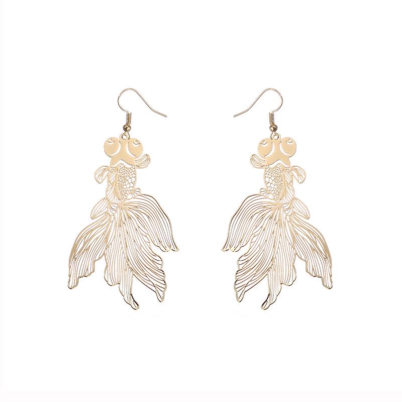 

Серьги из филиграни из розового золота с китайскими золотыми рыбками - Легкий металл, Компьютерная гравировка для женщин