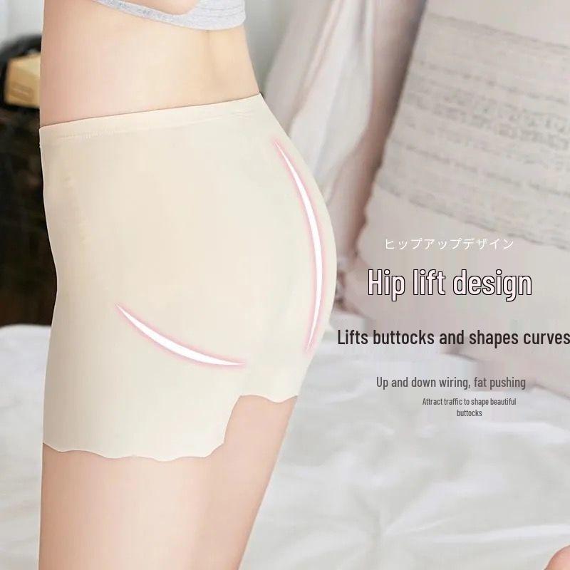 ITO Women's Plus Size Anti-Exposure Ribbed Ice Silk Safety Shorts - Summer Three-Quarter Length Protective Base Layer