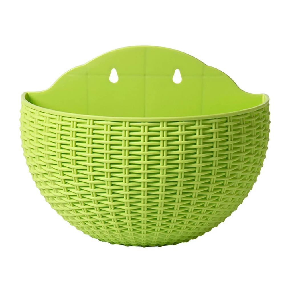 Imitation Rattan Wall-mounted Semi-circular Flower Basket No-punching Outdoor Garden Balcony Hydroponic Flower Pots Home Decor