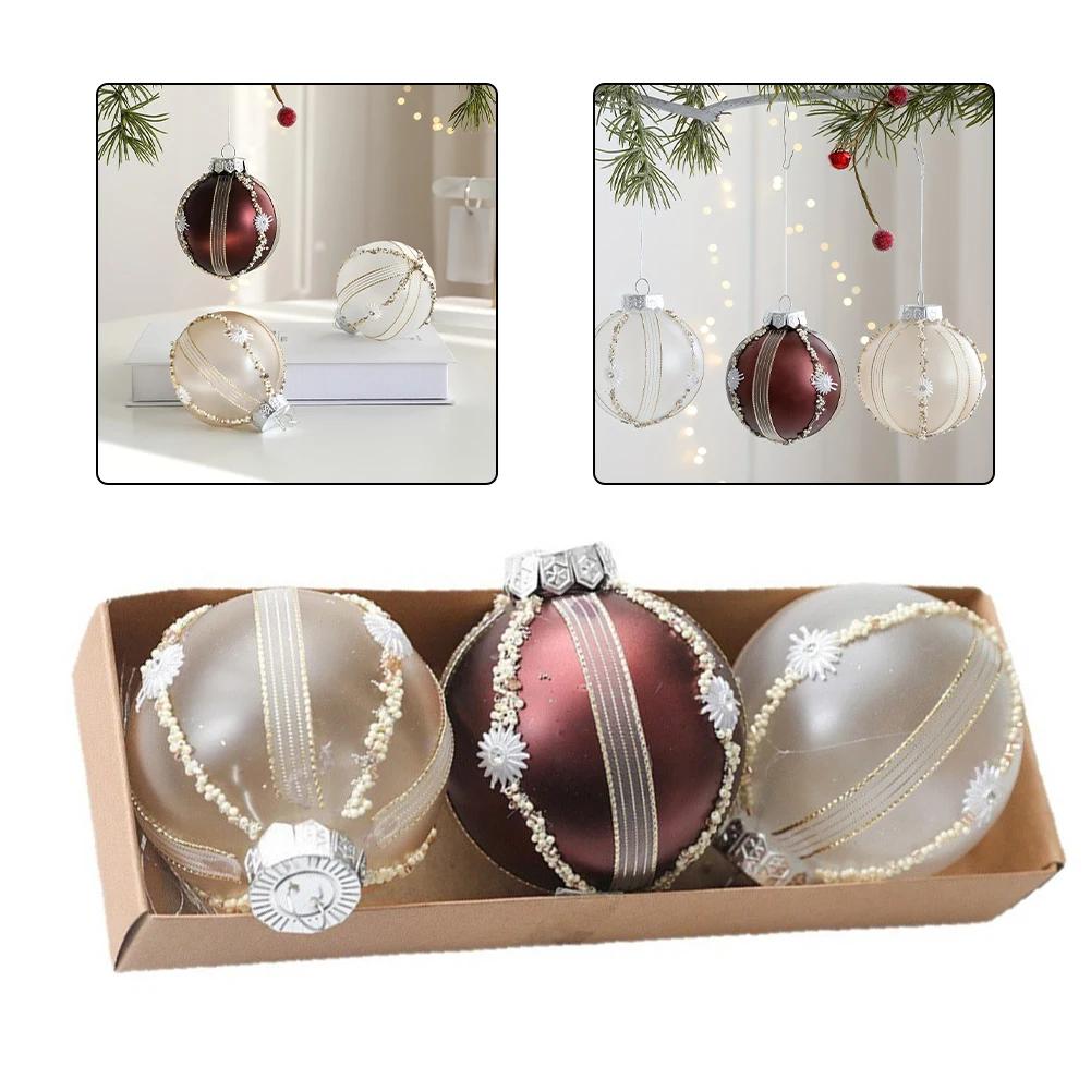 3pcs 8cm Christmas Balls Christmas Tree Hanging Decoration Ornaments Christmas Party Decorations Supply