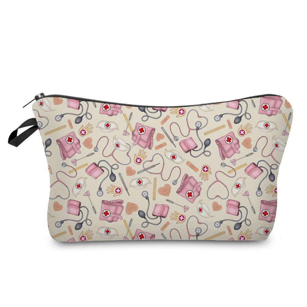Women Nurse Print Cosmetic Bag Toiletries Organize Travel Storage Case  6443