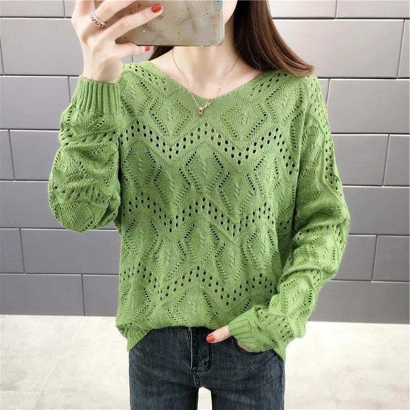 Summer Knit Top Long Sleeve Cropped Plain Pullover Women Jumper Knitwear Spring Summer Basic Outfit