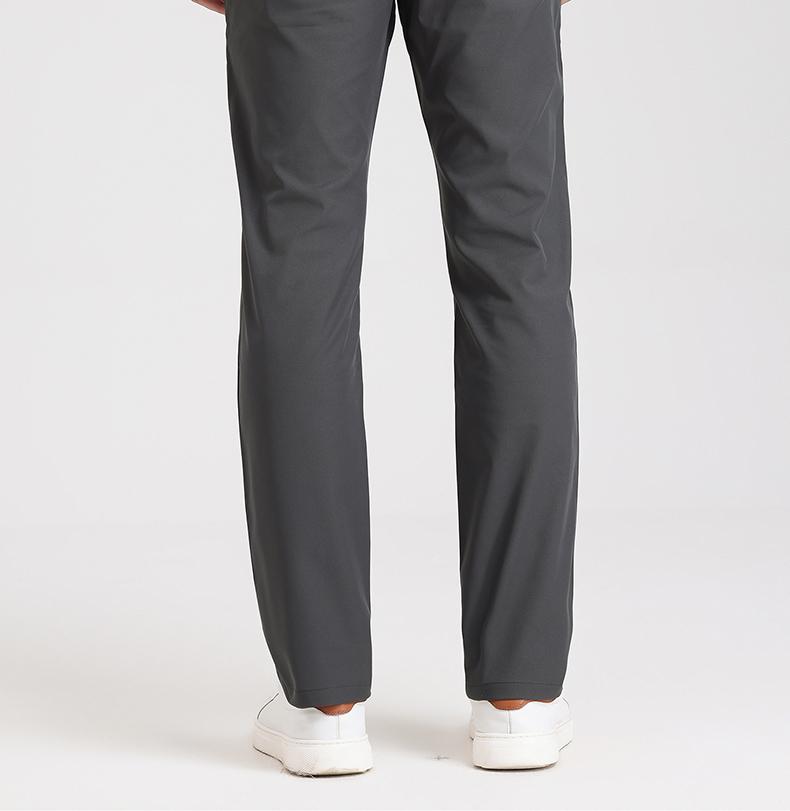 Langdeng Men's Business and Leisure Machine Washable Elastic Waist Casual Pants