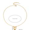 Elegant Gold Bow & Peach Heart Necklace and Earrings Set for Women - Stainless Steel Chain