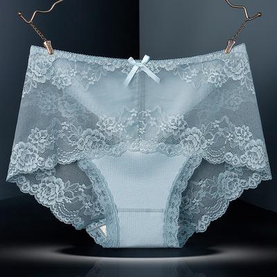 Lenjerie de corp sexy din dantelă antibacteriană fără urme și respirabilă Lenjerie de corp cu talie mijlocie Perspectivă Triunghi gol