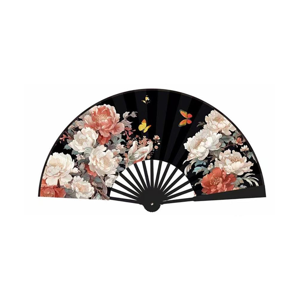 Chinese Style Folding Handheld Fan Handmade Flower Pattern Dance Fan Silk Cloth Exquisite Bamboo Fan Summer Gift