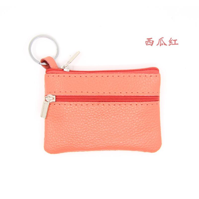 Ladies Genuine Leather Mini Coin Purse Bus Card Holder Creative Ultra-Thin Zipper Multifunctional Key Case