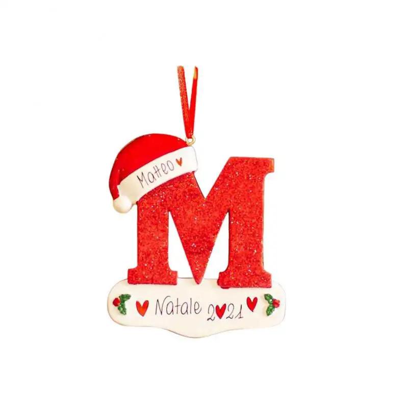 Christmas Tree Decoration Letter Pendant 26 Letters Home Holiday Wooden Pendant Xmas New Year Decor Ornament Customizable