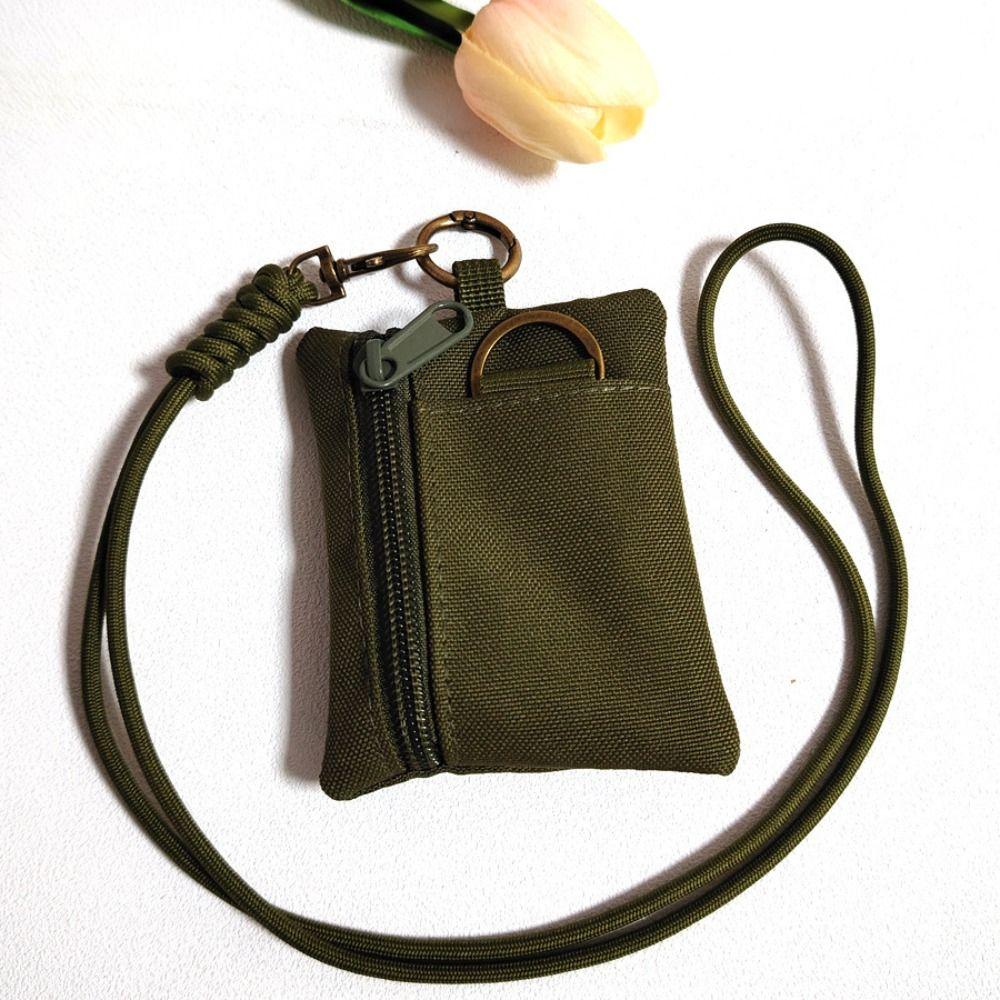 Zipper Hanging Neck Coin Purse Casual Small Card Holder Portable Oxford Cloth Mini Wallet  Outdoor