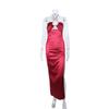 European and American Style Sexy Neck Dress, New Hollow Lace-up Side High Split High-end Nightclub Dress