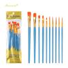 10-Piece Plastic Handle Oil Paint Brush Set for Students