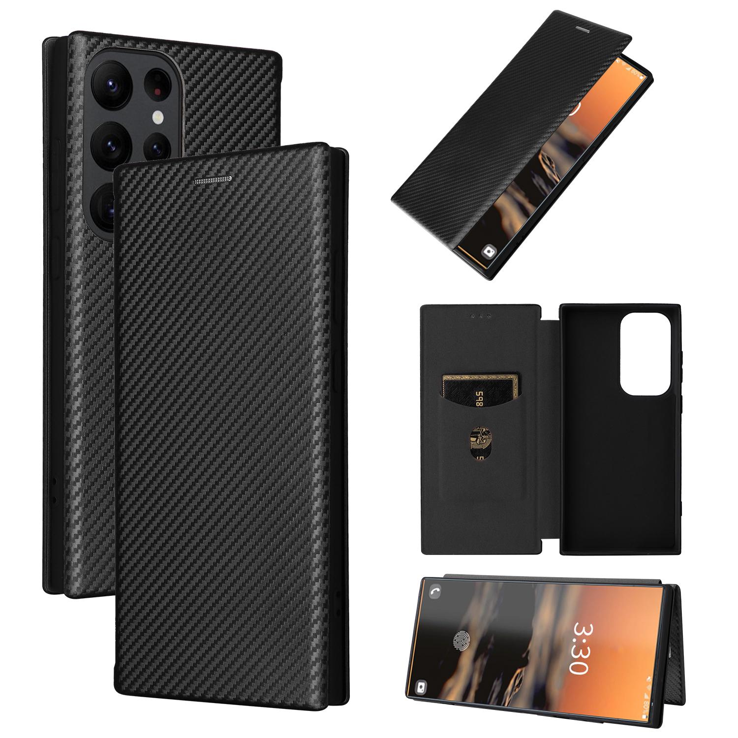 

Carbon Fibre Magnetic Cards Solt Wallet Case for Samsung Galaxy S23 S24 Ultra S21 S22 Plus A13 A23 A15 A05S A14 A24 A54 Cover For Samsung Note20 чёрный