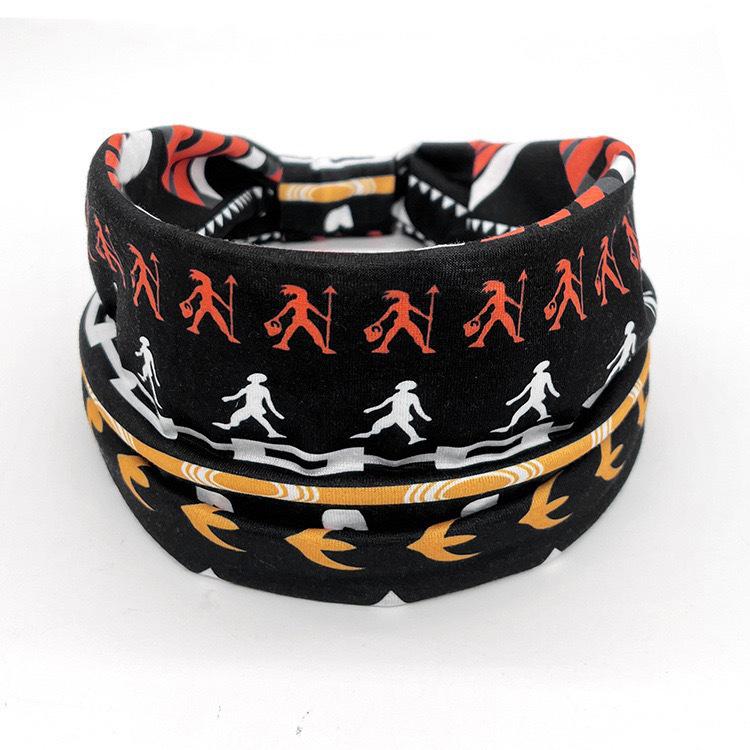 Women's Sports Elastic Print Headband - European & American Style, Sweat-Absorbing Hairband with Bow Design