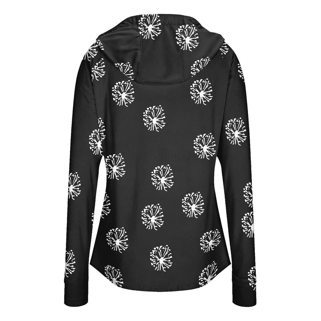 Women Lightweight Zip Up Hooded Jacket with Pockets Long Sleeve Sun Protection Printed Outerwear