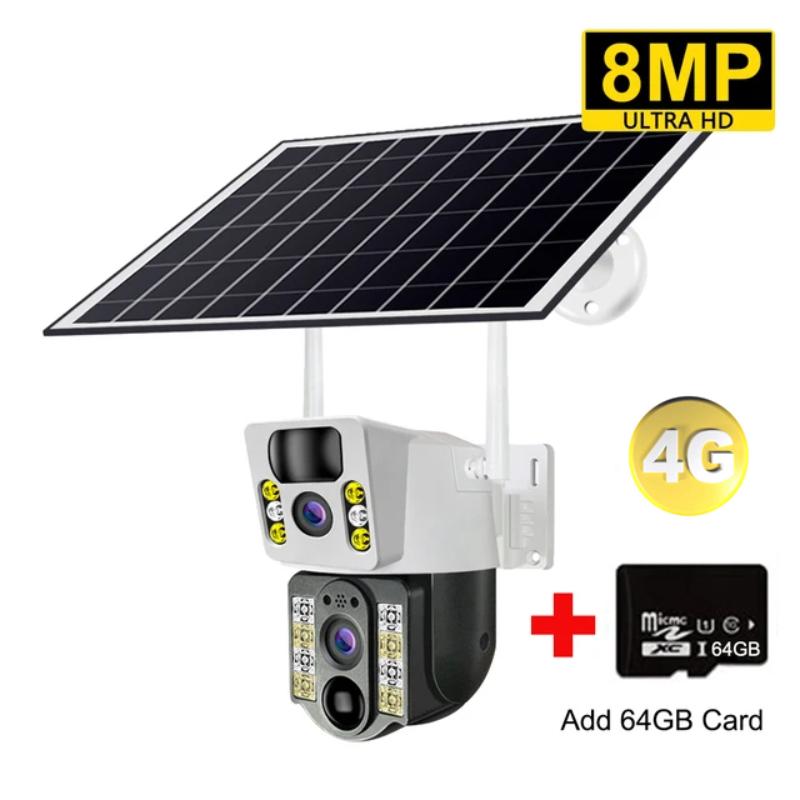 Venkovní solární kamera 4G/WIFI vodotěsný monitor, inteligentní vzdálený domácí monitor nočního vidění s vysokým rozlišením