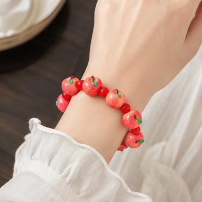 Elastic 3D Resin Bead Bracelet Colorful Stackable Bracelet Fashion Fruit Hand Chain  Vacation