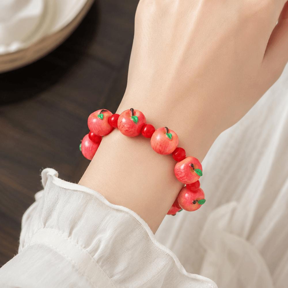 Colorful 3D Resin Bead Bracelet Elastic Stackable Bracelet Sweet Fruit Hand Chain  Women