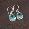 Natural Sky Blue Topaz Gemstone 925 Stamped Silver Handmade Drop Earrings 1.30" EE-3-2