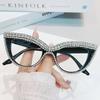 Portable Rhinestone Reading Glasses Eye Protection Square Presbyopia Eyeglasses Vintage Ultralight Hyperopia Glasses for Women