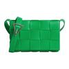 Cassette Intreccio Woven Leather Shoulder Bag Medium Men Shoulder Bag Parrot-Green Black 737950V29E03813