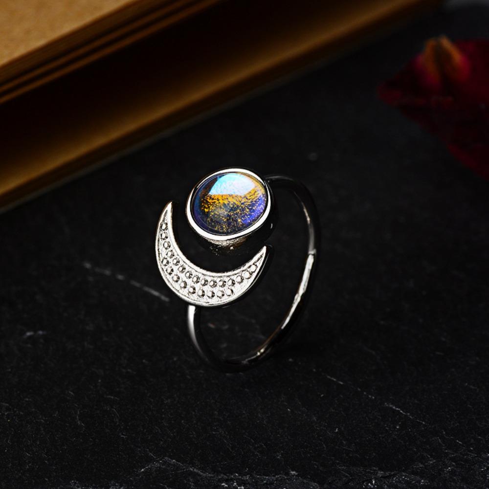 925 Silver Plated Moonstone Ring for Women Wedding Birthday Gift Romantic Jewelry no. 6