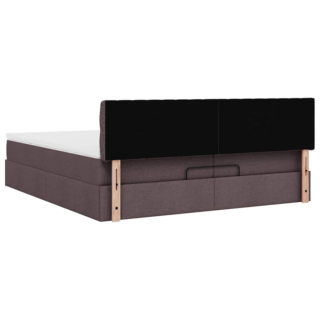 Ottoman Bed with Mattress Dark Brown 200x200 Cm Fabric