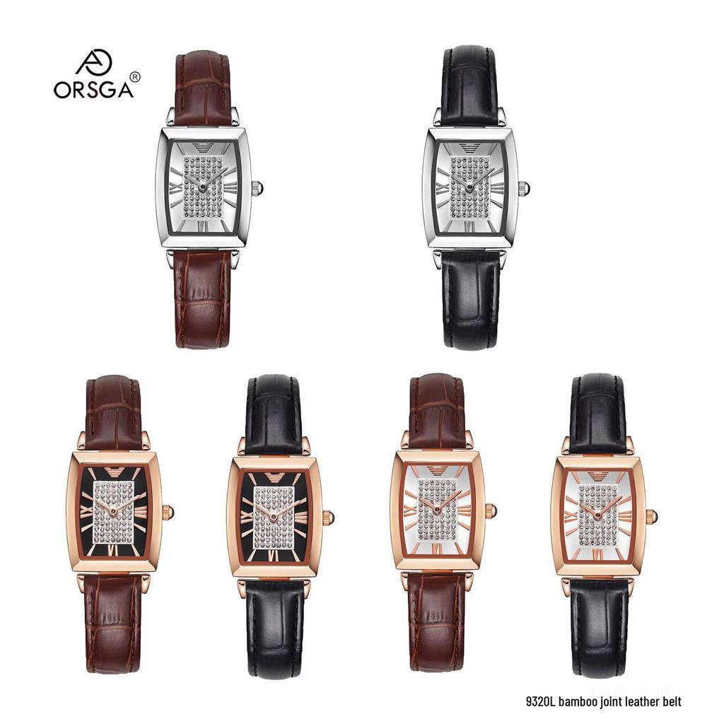 Oushijia New Square Diamond Women's Roman Minimalist Tonneau Quartz Watch