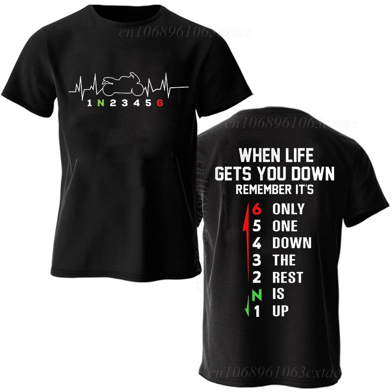 Sommer Mode Unisex T-Shirt Kleidung 1n23456 Motorrad Ausrüstung Biker Herzschlag Grafik T-Shirt Lässiges Übergroßes Unisex Tee T-Shirts