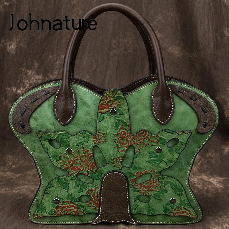 

Роскошная сумка Johnature из воловьей кожи в стиле ретро, ​​женская сумка из натуральной кожи для отдыха, сумки ручной работы с тиснением на плечо и через плечо