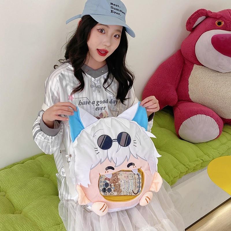 Anime Satoru Gojo Plush Backpack Single Shoulder Crossbody Bag Gift Cartoon