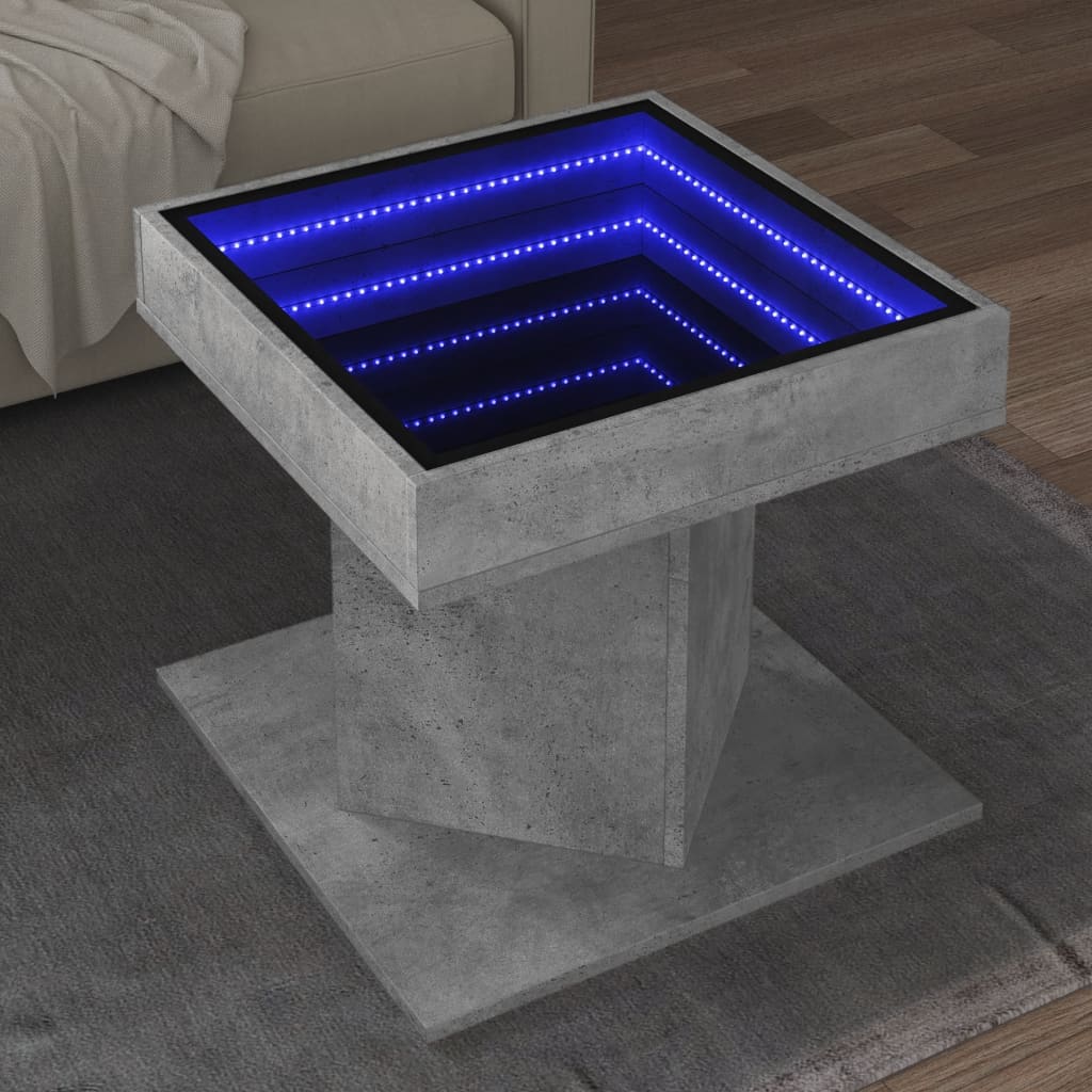 LED Coffee Table Concrete Grey 50x50x45 cm Particleboard