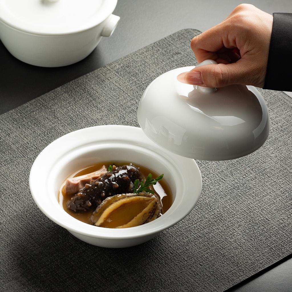 High-End Restaurant Hotel Double Ear Position Soup Cup Seafood Buddha Jumps Over The Wall Stew Cup Candle Heating Insulation Wing Soup Bird'S Nest