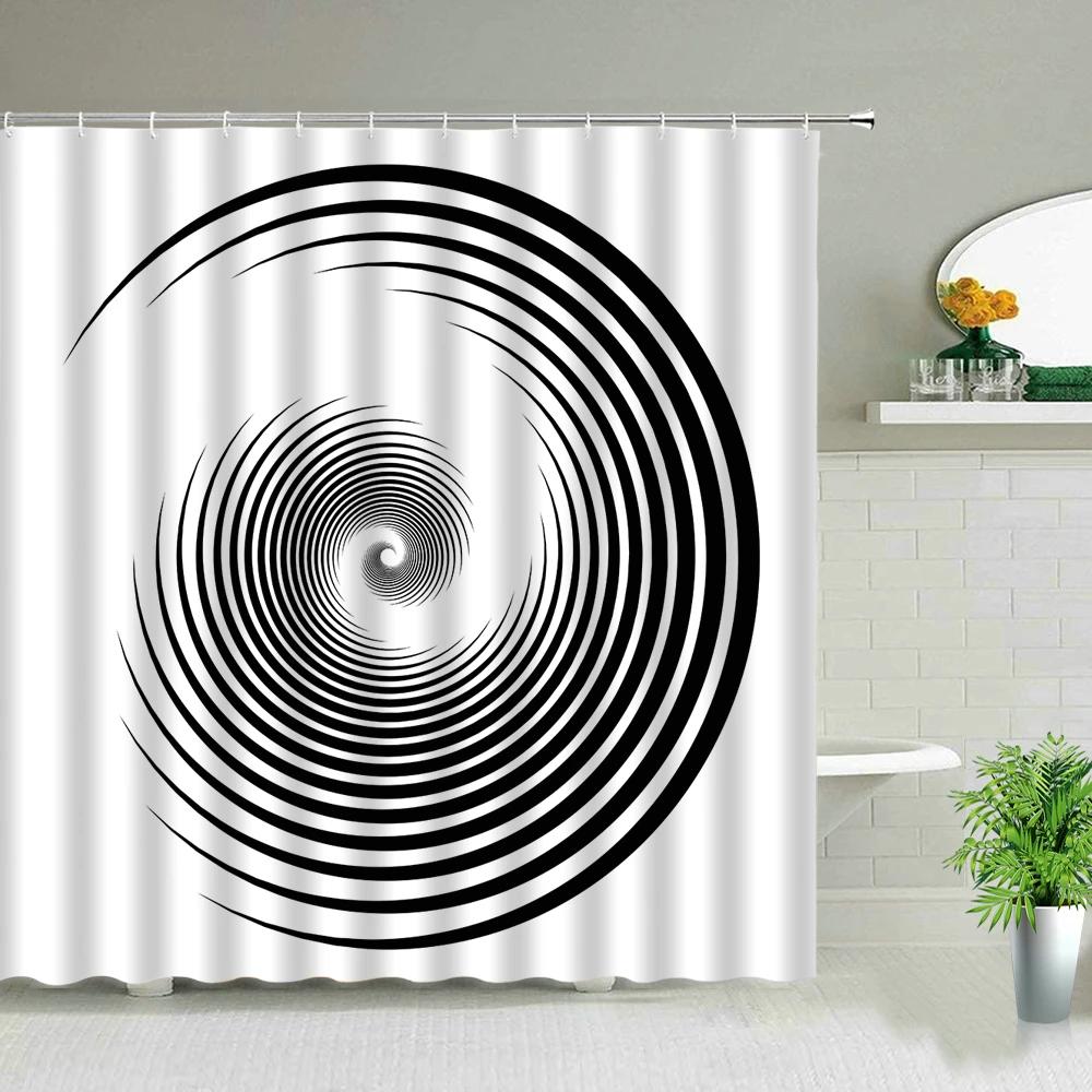 Black And White Stripes Shower Curtains Geometry For Bathroom Decor Screen Waterproof Fabric Bathtub Curtain With Hooks Washable