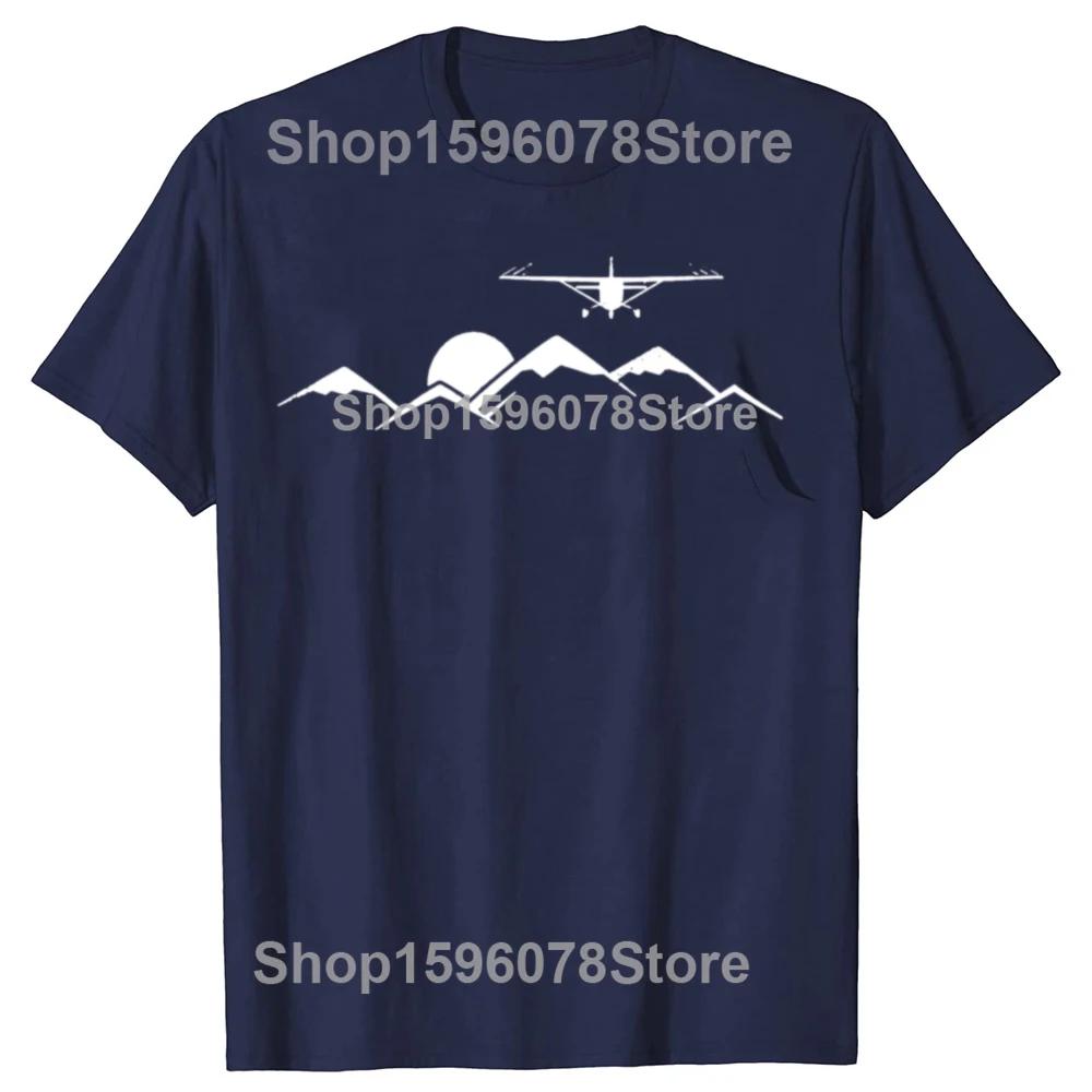 Lustiges Flugzeug über Bergen Geschenk für Piloten T-Shirts Herren Baumwolle Humor Streetwear T-Shirt Kurzarm Unisex Lockere Kleidung