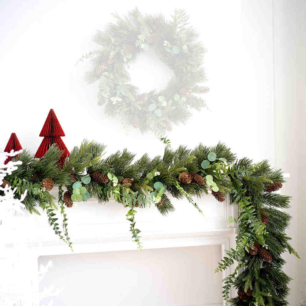 Forest Style PE Christmas Wreath for Door Hanging Decor