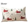 Modern Living Room Pillow Protectors Christmas Cottage Cushion Cover, Red Snowy House Pillowcase, Decorative Soft Canvas Square Covers Throw Case for